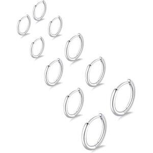 316L Surgical Steel Small Hoop Earrings Set Hypoallergenic Huggie 6mm 12mm